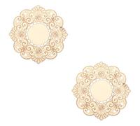 Cabilock 2 Pièces Sets De Table Brodés Accessoires De Bureau Embellissements De Fleurs Napperon Anti-Chute Décor De Café Set De Table en Dentelle Décoration De Fleurs Style Européen Tapis