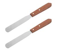 Cabilock 2 Pièces Spatule D'épilation en Acier Inoxydable avec Manche en Bois, Outil Non Adhérent et Doux pour Peau Sensible, pour Salon de Beauté et Usage à Domicile