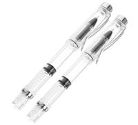 Cabilock 2 Pièces Stylo à Encre à Piston Portable Argenté en Plastique Grosse Capacité et Design Couvercle pour Écriture à Domicile ou Bureau, Pointe 0,38 Mm