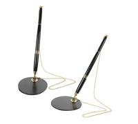 Cabilock 2 pièces Stylo Signature Sécurisé avec Chaîne et Support Bureau Encre Gel Noire Design Ergonomique pour Comptoir Réception et Bureau Professionnel