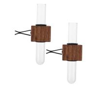 Cabilock 2 Pièces Support de Vase à Fleurs Verre avec Clip de Ventilation Auto Socle Bois pour Décoration Intérieure de Voiture Porte Plante Amovible pour Embellissement Naturel Du Tableau