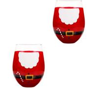 Cabilock 2 Pièces Tasse de Noël Verre à Main Mug Créatif pour Jus et Boissons Gobelet Décoratif Verre Rouge pour Célébrations Festives et de Noël