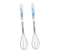 Cabilock 2 pièces Œufs Inox Mini avec Poignée Céramique Ustensile Cuisine Manuel pour Émulsionner Battre Crème et Mélanger Ingrédients