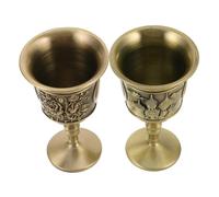 Cabilock 2 Pièces Verres à Liqueur Métal Vintage Calices Gravés Motif Fleur et Château Design Haut de Tige Confortable pour Cérémonies Religieuses et Décorations Festives
