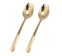Cabilock 2 Pièces Vole De Table à Double Usage En Acier Inoxydable Fourchette à Pâtes Fourchettes De Crème Glacée Ustensiles De Cuisine En Acier Inoxydable Cuillère Doré