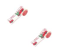 Cabilock 2 Rouleaux Ruban De Noël Arbre De Noël en Plein roulettes à Poulie Brochettes De Fruits Père Noël roulettes Coulissantes Friandises d'anniversaire pour Chien Bandana Lin