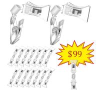 Cabilock 20 pièces Clips Double Face Miniatures Transparentes Supports Étiquettes Prix Résistants pour Affichage Magasin Double Tête Pratique Lot Compact pour Vitrine Retail