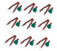Cabilock 20 Pièces Mini Christmas Hat and Scarf Set Mini Knitted Ornaments for DIY Crafts Doll Decoration Festive and Knit Caps with Scarves for Holiday Art Projects