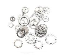 Cabilock 20 Pièces Pendentif Steampunk à Rouages en Alliage, Lot Mixte | 12 à 26mm, Argenté Vintage, pour Colliers, Anneaux, Créations Artisanales et Breloques Décoratives Style Aléatoire