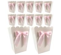 Cabilock 24 Pièces Boîtes à Popcorn Boîte de Friandises au Popcorn Blanches en Papier, Motif Nœud, Forme Festonnée, Légères, Gardent les Snacks Frais, pour Soirées Cinéma