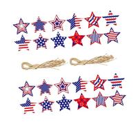 Cabilock 24 Pièces Patriotic Star Hanging Ornaments For Of July Fade Resistant Usa Flag Cutouts For Indoor And Outdoor Independence Day Party Decorations