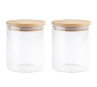 Cabilock 2pièces Bocal Verre Avec Couvercle Bambou Récipient De Conservation Hermétique Pour Aliments Secs Comme Café Thé Sucre Sel Poivre Et Bonbons