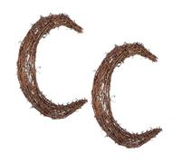 Cabilock 2pièces Couronne Lune Rotin Tressé Non Fini Cadre Couronne DIY Vigne Naturelle pour Décoration Saisonnière Intérieure