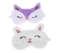 Cabilock 2pièces Masque de Sommeil Peluche Lot de Forme Lapin et Renard pour Adultes Cache-yeux Confortable et Original