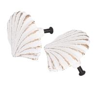Cabilock 2pièces Poignée de Meuble Fonte Style Coquillage Blanc Lot de Poignées de Tiroir Rustique Résistantes Décoration Océan pour Armoire Commode Dressing et Chambre Garçon Fille