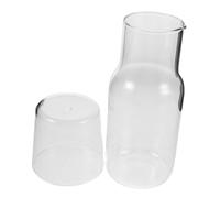 Cabilock 2Set Carafe Verre Borosilicaté Résistant Au Choc Thermique avec Gobelet Pichet à Eau Froide et Jus pour Chambre et Salle de Bain Ensemble pour Boissons Fraîches