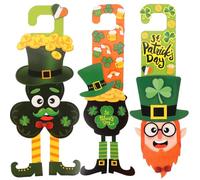 Cabilock 3 Ensembles D'autocollants Muraux Saint-Patrick de Trèfle, Décorations Murales et Stickers Porte, Motifs Lutin Irlandais, pour Fête et Décoration Intérieure, Résistant