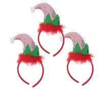 Cabilock 3 Pièces Bandeau de Noël avec Chapeaux de Lutin Accessoires pour Carnaval et Mariages Coiffe Satin Rouge et Blanc Festive et Amusante