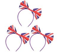 Cabilock 3 pièces Bandeaux Larges Nœud Décoratif Drapeau Uk Élastiques Légers Unisexe Accessoires Coiffure Fête Noël