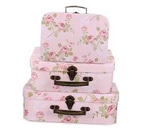 Cabilock 3 pièces Boîtes de Rangement Carton Imprimé Floral Vintage Lot de Valises Décoratives avec Poignées Métalliques Boîtes pour Mariage Anniversaire et Shower