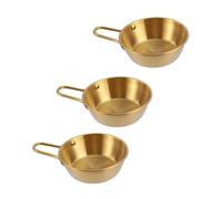 Cabilock 3 pièces Bol Coréen Traditionnel Inox Doré avec Poignée Set de Bols à Vin de Riz pour Cuisine Coréenne Vaisselle Pratique pour Maison Restaurant et Barbecue