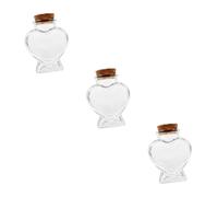 Cabilock 3 Pièces Bouteille à Souhaits Verre Transparent Forme de Cœur Bouchon Liège Bouteille Décorative pour Mariage Événements Spéciaux