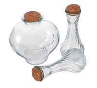 Cabilock 3 Pièces Bouteilles Cérémonie de Sable Verre avec Bouchons Liège Flacons Cœur Vides Décoratifs pour Souvenir de Mariage et Cadeau Unité