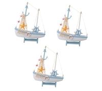 Cabilock 3 Pièces Décoration de Voilier Miniature Au Style Méditerranéen Centre de Table Thématique Océanique Sculpture Moderne pour Intérieur Ornements Artistiques Charmants