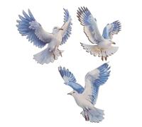 Cabilock 3 Pièces Décoration Murale en Bois Bleu Mouette Design Côtier pour Chambre, Accent Mural Solide et Élégant Inspiré Bord de Mer