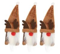 Cabilock 3 Pièces Housse De Bouteille De Vin Elk Ornement Arbre De Noël Lumières Bouteille pour La Fête De Noël Décorations d'halloween Décor De Vin Décoratif Nains Étiquette Chiffon Coffee