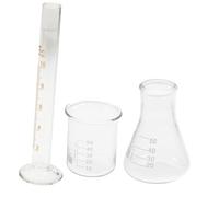 Cabilock 3 Pièces Kit de Matériel Laboratoire Verre Bécher Fiole Évasée et Cylindre Gradué Instruments de Mesure Précis pour Chimie et Expériences Scientifiques