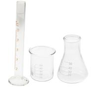 Cabilock 3 pièces Kit Outils de Laboratoire Verre Bécher Fiole Erlenmeyer et Cylindre Gradué Matériel Chimie Solide pour Expériences Scolaires et Professionnelles