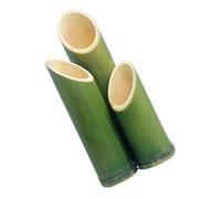 Cabilock 3 Pièces Lot de Vases Bambou Naturel Design Artisanal Unique avec Anneaux Décoratifs Pots Décoratifs pour Fleurs Planteur pour Intérieur et Extérieur