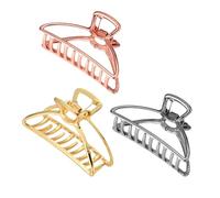 Cabilock 3 pièces Lot Pinces à Cheveux Grandes Alliage Mat Clips Griffes Solides pour Femmes Styles Classiques Or Rose Or Brillant et Noir Maintien Sûr pour Cheveux Épais et Fins