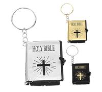 Cabilock 3 pièces Mini Bible Keychain Porte-clés Biblique Compact avec Versets Accessoire pour Foi Quotidienne et Inspiration Personnelle