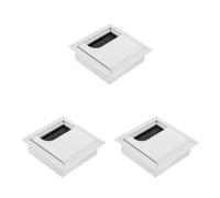 Cabilock 3 Pièces Passe-câbles de Table en Alliage D'aluminium, Cache Trou | Bureau et Espaces de Travail, Ouverture Carrée, Finition Argentée, Protège le Plateau, Gestion Discrète
