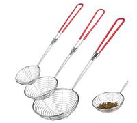 Cabilock 3 pièces Passoire Araignée Inox avec Poignée Caoutchouc Antibrûlure Écumoire Robuste pour Cuisson Tamis Cuisine Multi-usage