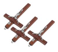 Cabilock 3 Pièces Pendentif Croix en Bois Marron Décorative Lisse Style Rétro pour Décorations de Noël et Anniversaires Ornements Chrétiens Élégants