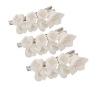 Cabilock 3 Pièces Pince à Cheveux de Mariée en Cristal Fleur Beige pour | Style Élégant, Incrustation de Cristal, Légère, pour Coiffures de Mariage et Mariée, Résine Alliage