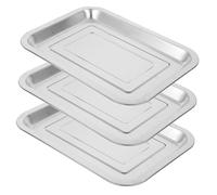 Cabilock 3 Pièces Plateau Inox de Cuisson Acier Inoxydable Plaque Barbecue Épaisse Carrée Plateau Four Lisse sans Bords et Facile à Nettoyer pour
