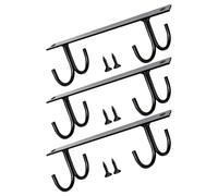 Cabilock 3 Pièces Porte-tasses sous Meuble en Fer Noir 4 Crochets Résistants à L'usure, Rangement Suspendu Pratique pour Bar Cuisine Moderne et Élégant