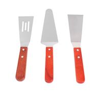Cabilock 3 pièces Spatules Inox avec Manche Pelle Creuse pour Friture Spatule Triangulaire à Pizza Pelle à Steak Ustensiles Pâtisserie Multifonctions pour Cuisson et Service