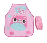 Cabilock 3 Pièces Tablier EVA Rose, Ensemble Imperméable | Manches Assorties, Motif Dessin Animé, Facile Àver à Main, pour Bricolage et Activités Créatives