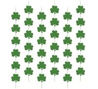 Cabilock 36 Pièces Bannière Décorative Saint Patrick PVC avec Trèfles Guirlande Shamrock Éblouissante pour Célébrations et Photos Festives