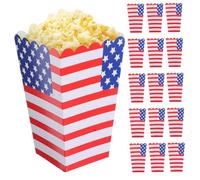 Cabilock 36pièces Boîtes à Pop-corn Papier Rayures Étoiles Boîtes Pop-corn Jetables Pour Fêtes Cinéma Décorations Usa Fête Nationale
