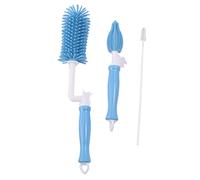 Cabilock 3pièces Brosse à Biberon Silicone Ensemble Pour Garçon Fille Brosse Rotative Douce Et Flexible Pour Nettoyage Des Biberons Et Tétines Couleur Bleue