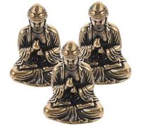 Cabilock 3pièces Ornements Laiton Bouddha Décoration De Bureau Figurine Bouddha Assis Mini Ornement Table