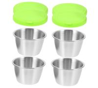 Cabilock 4 ensembles Coupelles Acier Inoxydable pour Sauces et Assaisonnements avec Couvercles Silicone et Empilable pour Cuisine et Maison pour Sauces Vinaigrettes et Snacks
