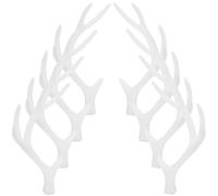 Cabilock 4 Paires de Cornes de Cerf Artificielles 14 CM en Plastique Blanc Accessoires DIY pour Coiffure et Décoration de Noël Ornements Légers pour Costume Festif et Cosplay