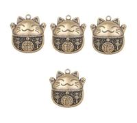 Cabilock 4 Pièces accessoire pendentif bricolage en laiton porte-clés bricolage décor Bonjour pour pendentif figurine chat décor de chat en laiton de style antique Golden